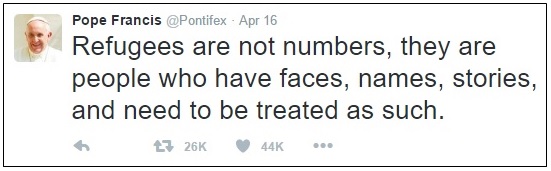 Pope Francis tweet April 16 2016