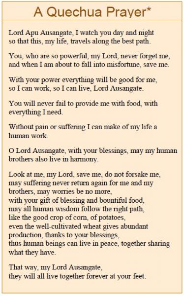 Quechua Prayer
