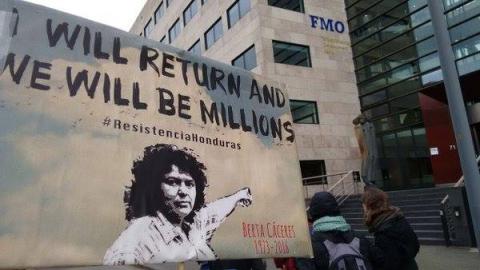 Demonstration for justice for Berta outside of Dutch bank FMO