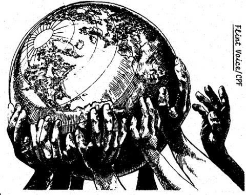 Globe with hands