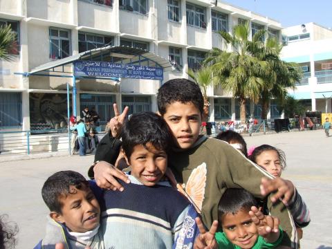 Palestinian children at a UNRWA funded school