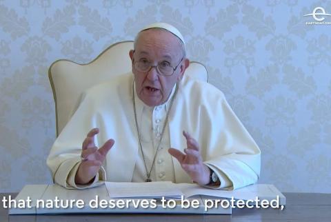 Pope Francis screen shot from video to social movements 2021