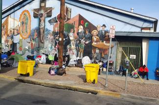 Mural behind Sacred Heart Church, El Paso, Texas