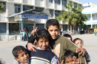 Palestinian children at a UNRWA funded school