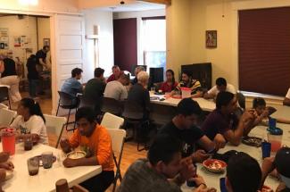 Sharing a meal with migrants in El Paso, Texas, July 2018
