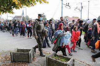 Syrian refugees pass through Slovenia on their way to Germany, October 23, 2015.