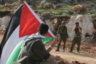 Boy with Palestinian flag