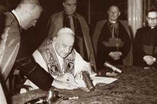 John XXIII signs Pacem in Terris April 1963