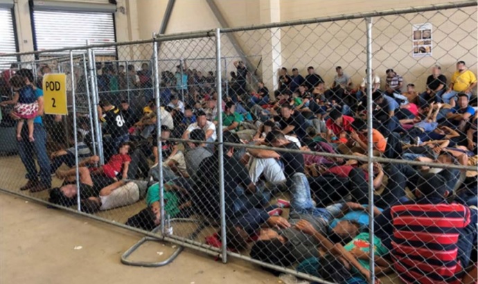 Image of Overcrowded Border Patrol facility in Rio Grande Valley, published in DHS OIG report, July 2, 2019